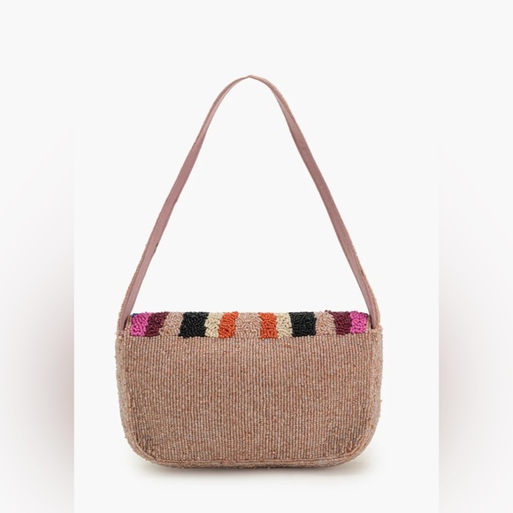 America & Beyond Luxe fully beaded Multicolor Chevron Shoulder Bag - Picture 3 of 8